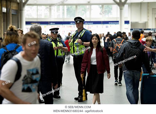 Extra police at King's Cross St. Pancras Underground and international station after the recent terrorist attack in London