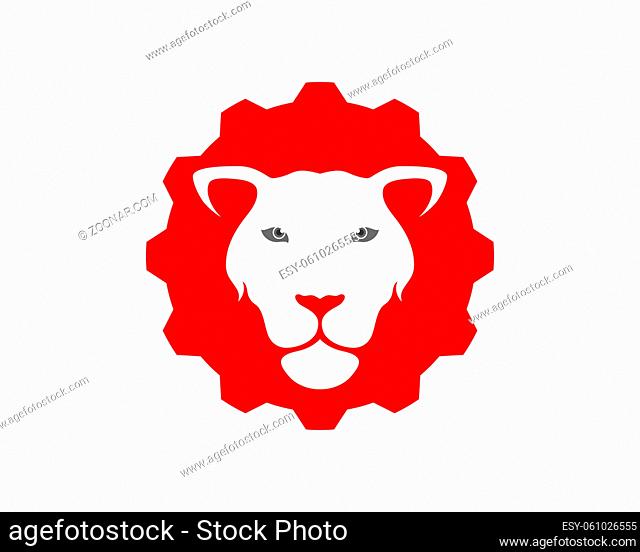 Lion head with gear shape logo