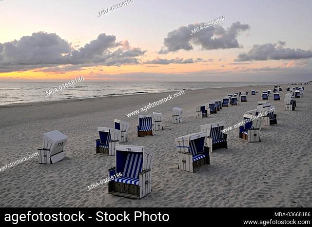Beach chairs, Westerland, Sylt, North Frisian Islands, Schleswig-Holstein, Germany