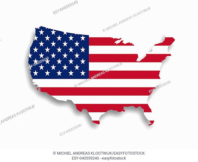 United states map with the flag inside