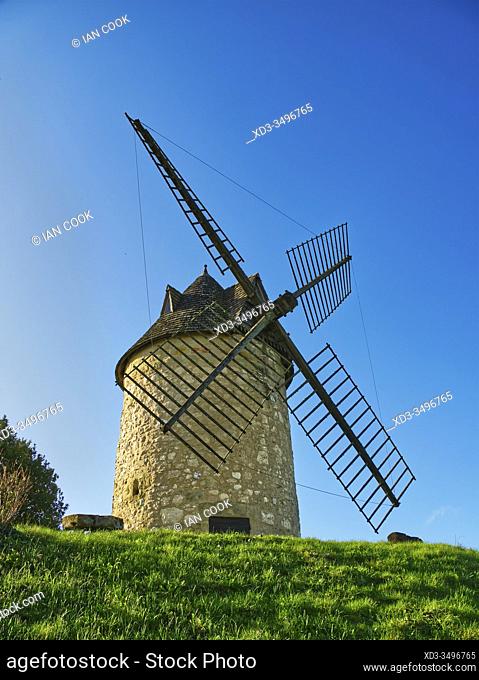 historic windmill, built in 1620, Tourtres, Lot-et-Garonne Department, Nouvelle Aquitaine, France