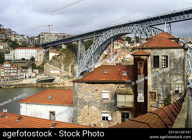 Old Town of Porto and View of the Bridge Luis I, Porto, Portugal, Europe