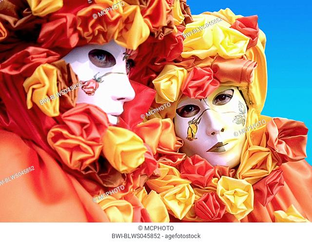 masked and costumed pair at the Carnival of Venice, Italy, Venice
