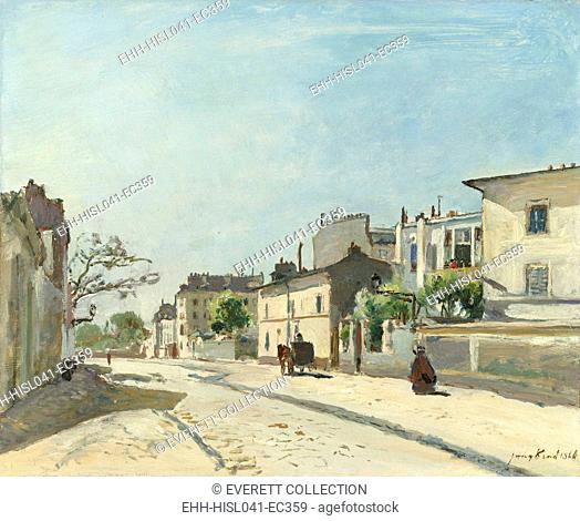 Rue Notre-Dame, Paris, by Johan Barthold Jongkind, 1866, Dutch painting, oil on canvas. Cityscape painting in the reconstruction and expansion of Paris in the...