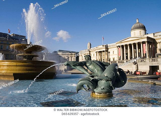 Trafalgar Square Fountain. London. England. UK