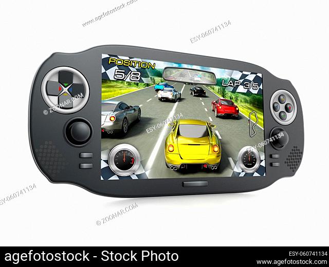 Portable video game device isolated on white