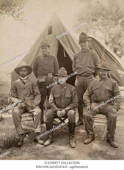 Meeting of US and Mexican government officers at US headquarters, Casas Grandes, Mexico, May 1916. Seated: Lt. Col. Trofilgo Davila, Chief of arms