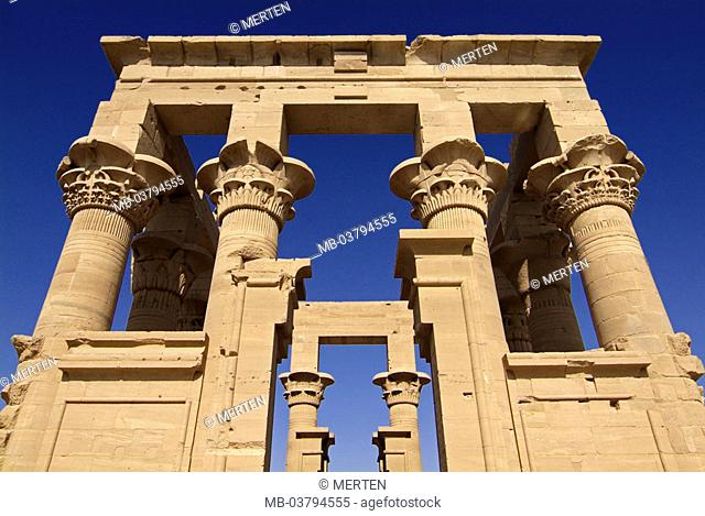 Egypt, Assuan, island Agilkia, temples,  from Philae, kiosk of the Trajan,  Africa, head Egypt, destination, destination, sight, culture, Nile island, sanctuary