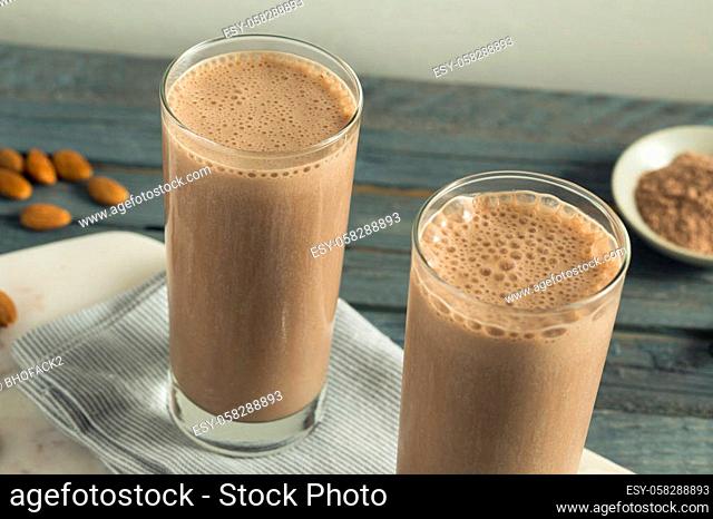 Healthy Homemade Chocolate Protein Shake with Almond Milk