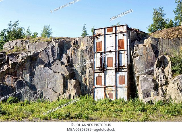adit in the old granite quarry of Vang, Europe, Denmark, Bornholm