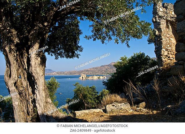 Ruins of Herakleia near the village of Kapikiri at the foot of Mt Latmos on the shore of Lake Bafa in southwestern Turkey