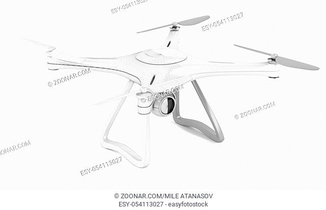 3D model of unmanned aerial vehicle (drone) with visible wire-frame