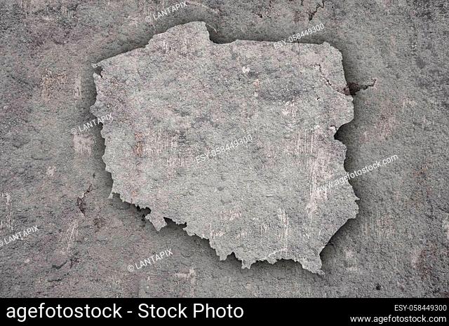 Map of Poland on weathered concrete