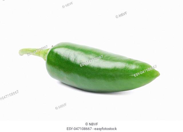 Green jalapeno pepper isolated over the white background