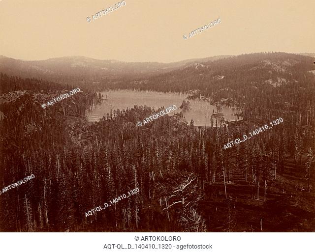 Dams and Lake, Nevada County, California, Distant View; Carleton Watkins, American, 1829 - 1916; Nevada, United States, North America; about 1871; Albumen...