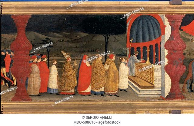 Massacre of the Innocents, by Paolo di Dono know as Paolo Uccello, 1465 - 1468 about, 15th Century, panel, cm 43 x 351 . Italy, Marche, Pesaro Urbino, Urbino