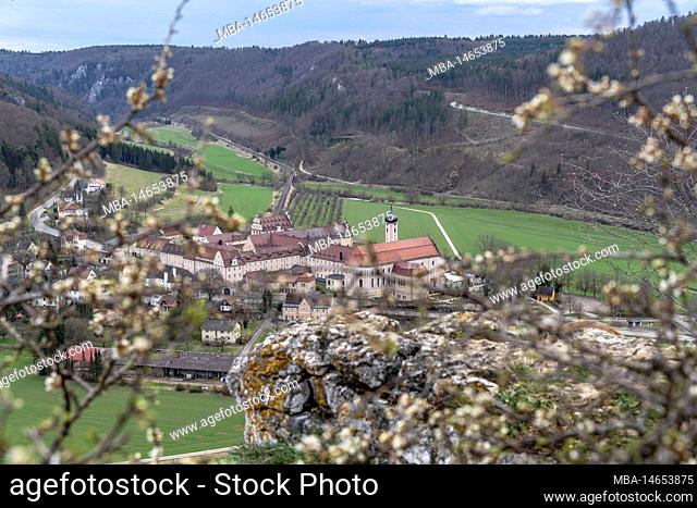 Europe, Germany, Southern Germany, Baden-Württemberg, Danube Valley, Sigmaringen, Beuron, View of Beuron and Beuron Monastery