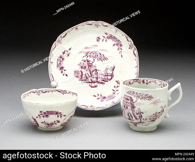 Tea Bowl, Coffee Cup, and Saucer - About 1760 - Worcester Porcelain Factory Worcester, England, founded 1751 - Artist: Worcester Royal Porcelain Company