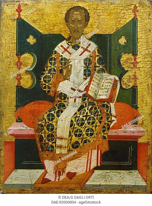St John Chrysostom, by Emmanuel Lambardos, Icon, 17th Century.  Athens, Vizandinó Moussío (Byzantine Museum, Art Museum)