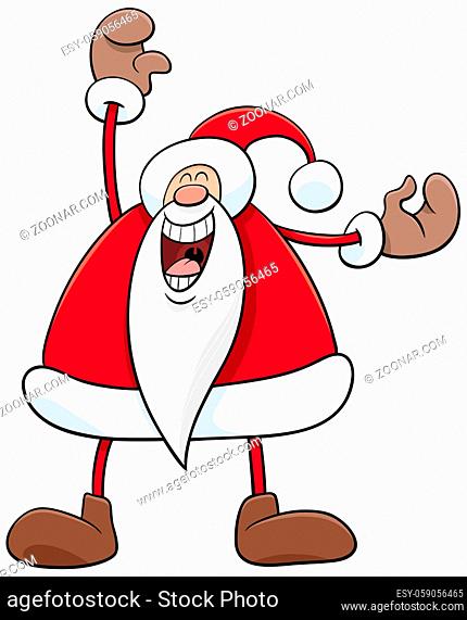 Cartoon Illustration of Happy Santa Claus Christmas Character