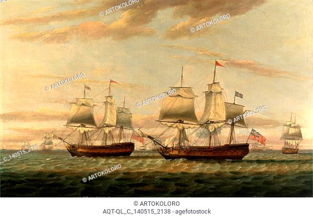 An Indiaman and a Two Decker Hove to, Said to be Thomas Dumar, Esq. in H.M. Ship 'Portland' Delivering the Leeward Island Convoy