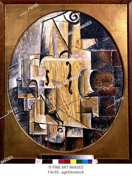 Violin. Picasso, Pablo (1881-1973). Oil on canvas. Cubism. 1912. State A. Pushkin Museum of Fine Arts, Moscow. 55x46. Painting. © VG-Bild-Kunst Bonn
