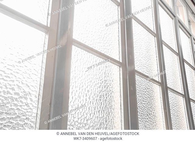 Close-up of window wall, high window modern building light