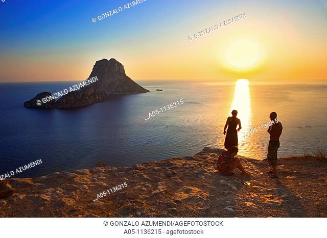 Sunset in es Vedra. Sant Josep de sa Talaia. Ibiza. Balearic Islands. Spain