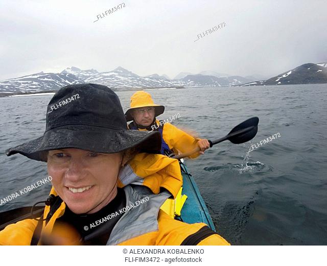Couple Kayaking, Torngat Mountains, Labrador, Newfoundland