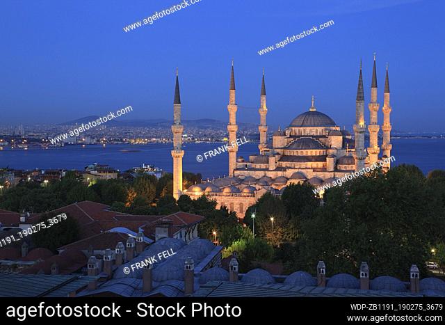 Turkey; Istanbul; Sultanahmet District; Blue Mosque at Night