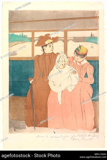 In the Omnibus. Artist: Mary Cassatt (American, Pittsburgh, Pennsylvania 1844-1926 Le Mesnil-Théribus, Oise); Date: 1890-91; Medium: Drypoint and aquatint