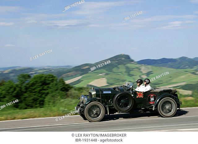 Bentley 4.5-litre Supercharged, 1929, racing number 36, Franz-Josef Paefgen and Wolfgang Duerheimer, vintage car, car rally, Mille Miglia, 1000 Miglia, Loiano