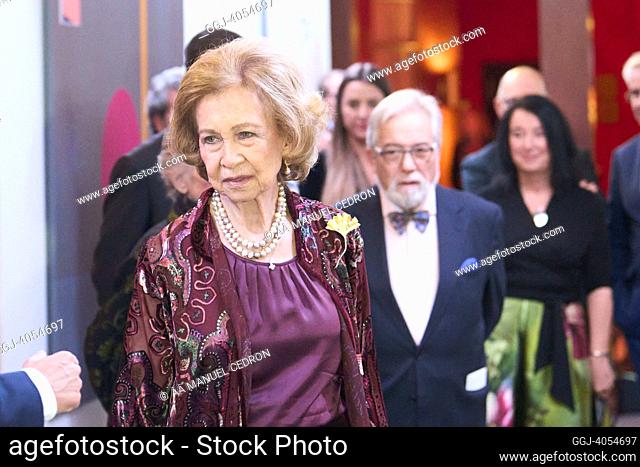 The former Queen Sofia attends 37th edition of the BMW Painting Prize at Royal Theatre on November 22, 2022 in Madrid, Spain