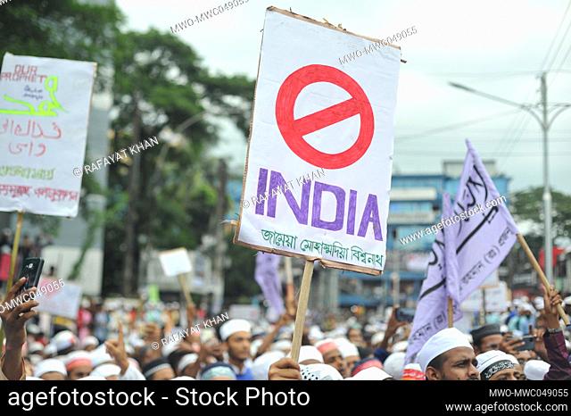 Sylhet, Bangladesh. 14th June 2022. A protest rally and demonstration by the Islamic Madrassa community was held against the insult made to Prophet Muhammad