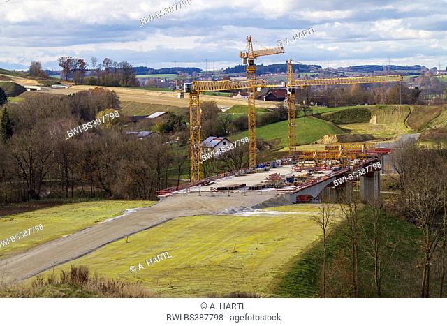 construction of a motorway bridge, A94 motorway, Germany, Bavaria, Isental