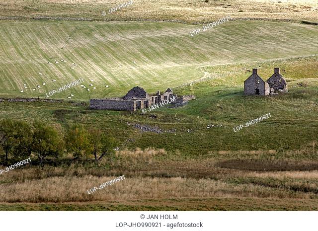 Scotland, Aberdeenshire, Glen Deskry, The ruins of farm buildings on a croft in Glen Deskry