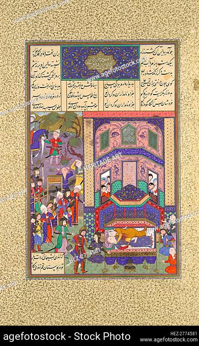 The Iranians Mourn Farud and Jarira, Folio 236r from the Shahnama (Book of.., ca. 1525-30. Creators: 'Abd al-'Aziz, Mirza Muhammad Qabahat