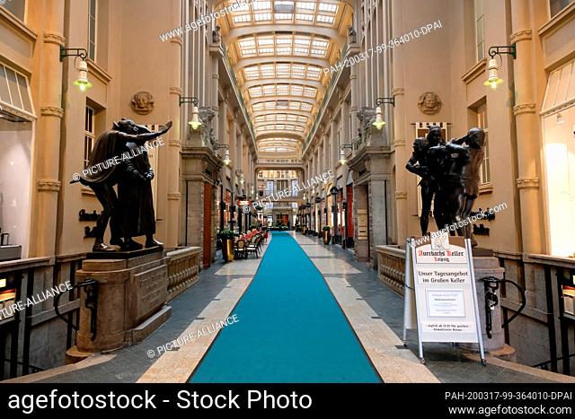 17 March 2020, Saxony, Leipzig: View into the deserted Mädlerpassage in the centre of the city. Photo: Sebastian Willnow/dpa-Zentralbild/dpa