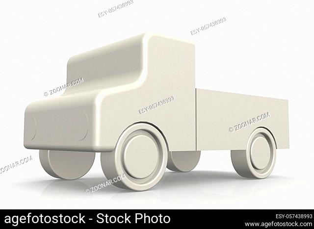 White truck model , 3D rendering