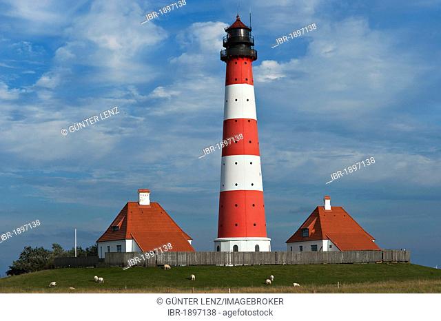 Lighthouse, Westerhever, North Friesland, Schleswig-Holstein, Germany, Europe, PublicGround