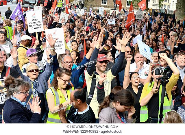 Hundreds of deaf and disabled people marched to Downing Street to oppose cuts to Access to Work grants that enable adaptations in the workplace
