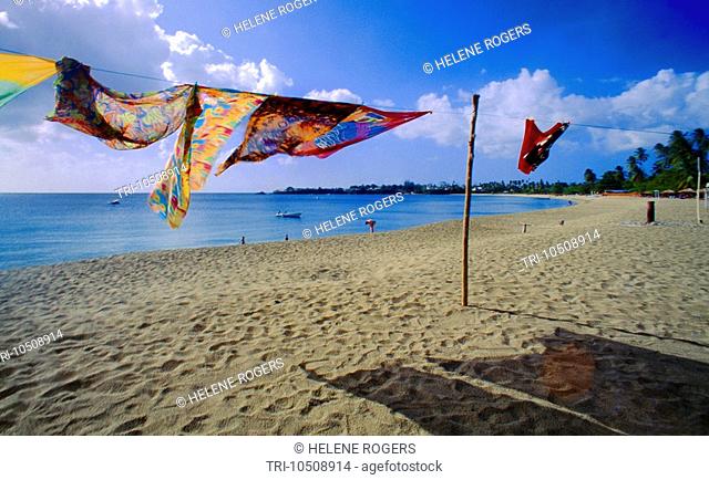 Turtle Beach Tobago Sarongs Blowing in Wind