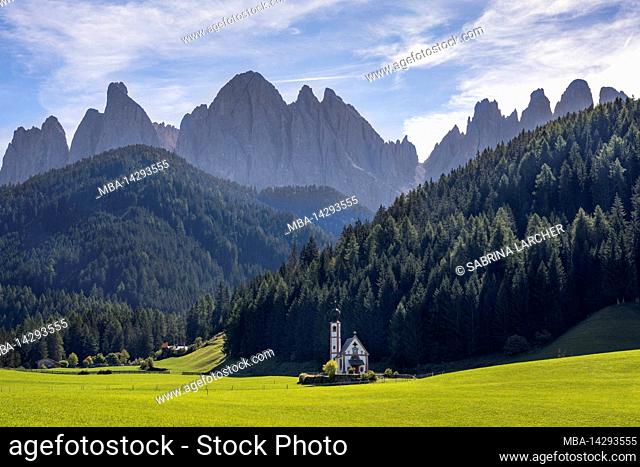 Europe, Italy, South Tyrol, Dolomites, Villnöss, Church of St. John in Ranui