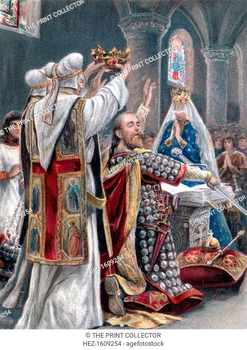 The taking of the oath by Edward the Confessor, Winchester, 1042, (1902). Illustration from The Illustrated London News Record of The Coronation Service and...