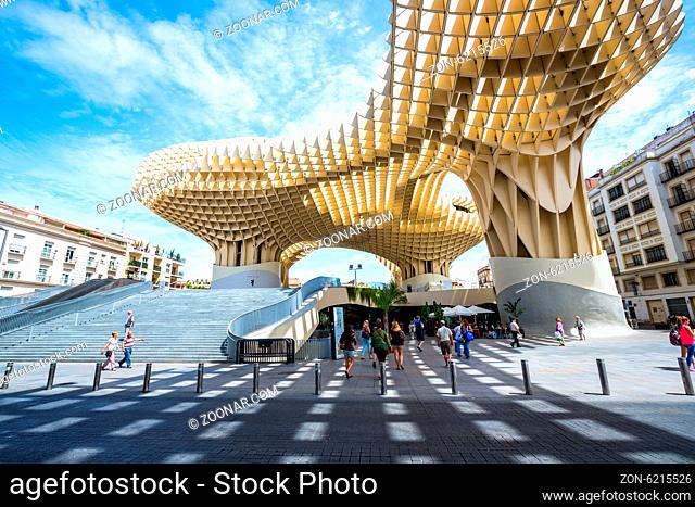 Seville, Spain, Jun 2014: Metropol Parasol is the modern architecture on Plaza de la Encarnacion on Jun 5, 2014 in Seville, Spain