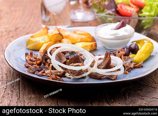 greek gyros on a plate