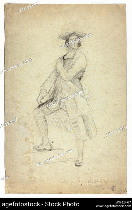 Study for Standing Man Wearing Sash and Striking Dramatic Pose - Thomas Duncan Scottish, 1807-1845 - Artist: Thomas Duncan, Origin: Scotland, Date: 1830-1845