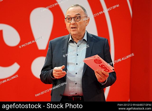 12 December 2020, Berlin: Norbert Walter-Borjans (SPD), party chairman, speaks at the SPD's first digital debate camp. Ideas for the future of the country will...