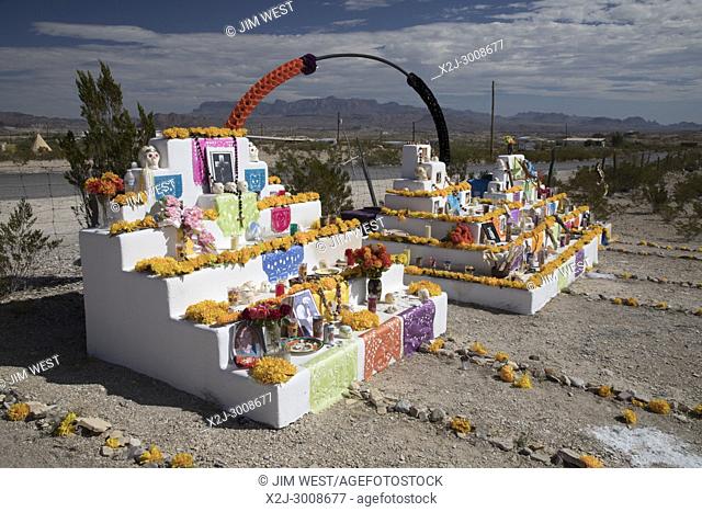 Terlingua, Texas - An altar at the Terlingua Cemetery, prepared for the annual Day of the Dead celebration. The cemetery, established in the early 1900s