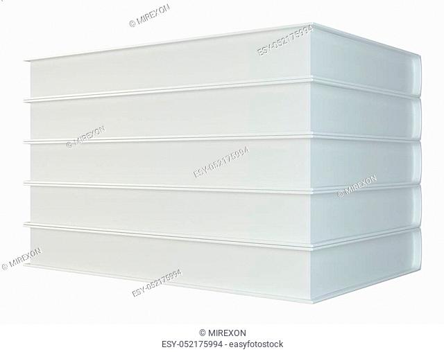 white books isolated on white background. 3d rendering